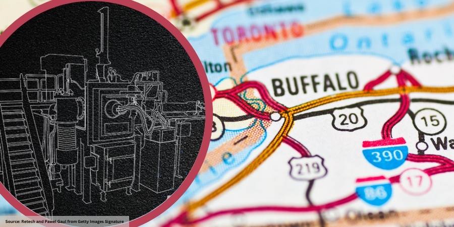 VIM furnace cropped out on Buffalo, NY map