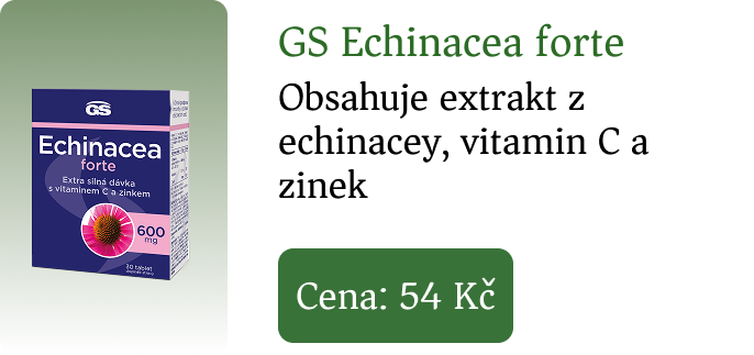 GS Echinacea forte: Obsahuje extrakt z echinacey, vitamin C a zinek, Cena: 54 Kč GS Echinacea forte: Obsahuje extrakt z echinacey, vitamin C a zinek, Cena: 54 Kč