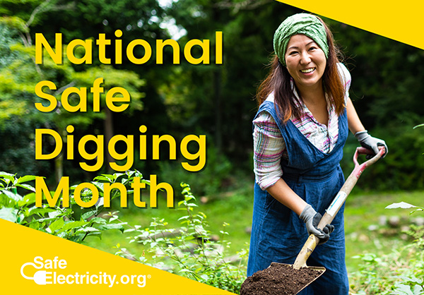 National Safe Digging Month - Photo: woman shoveling dirt in garden