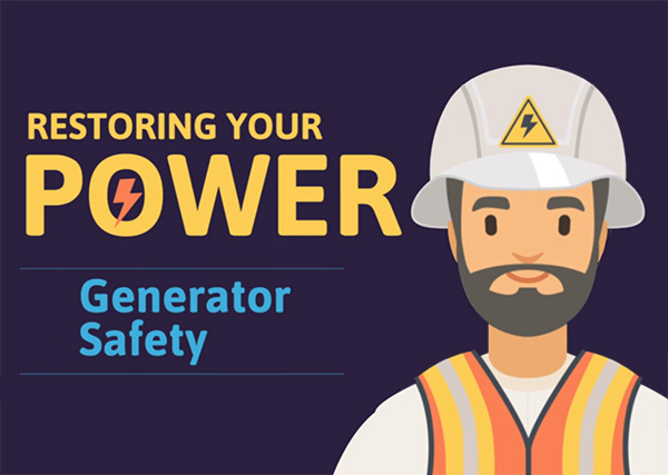 Restoring Your Power; Generator Safety; Image: Lineworker graphic.