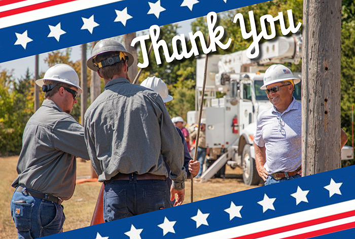 Lineworker photo says Thank you