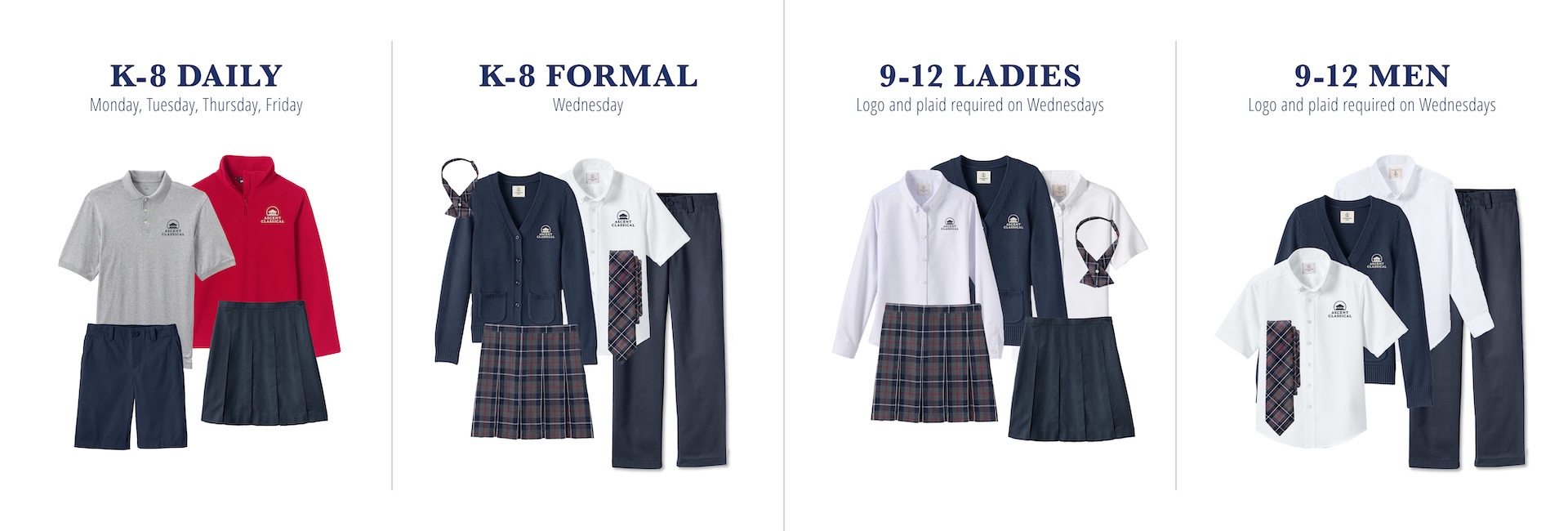 a group of school uniforms