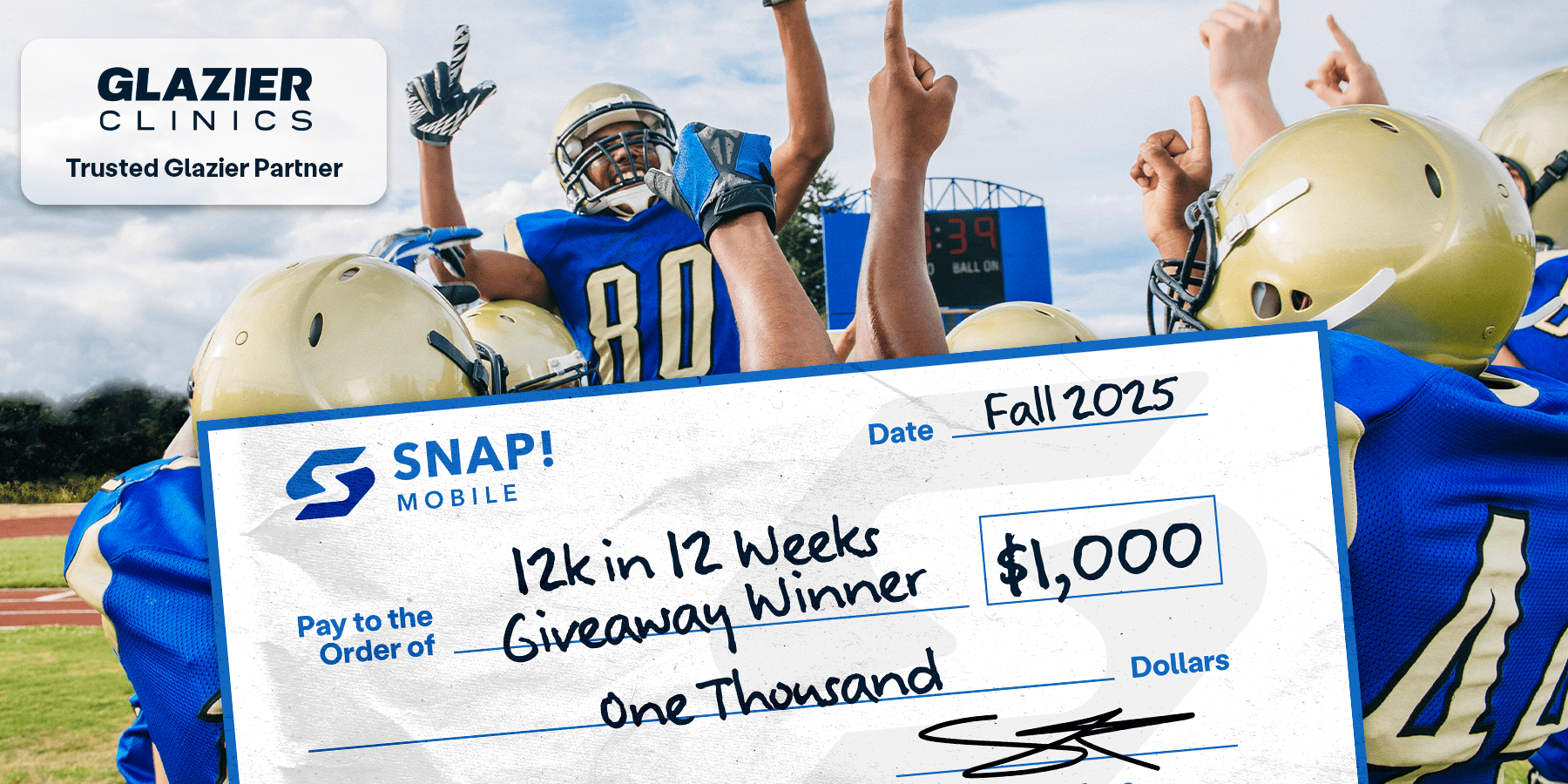 College team with $1,000 check