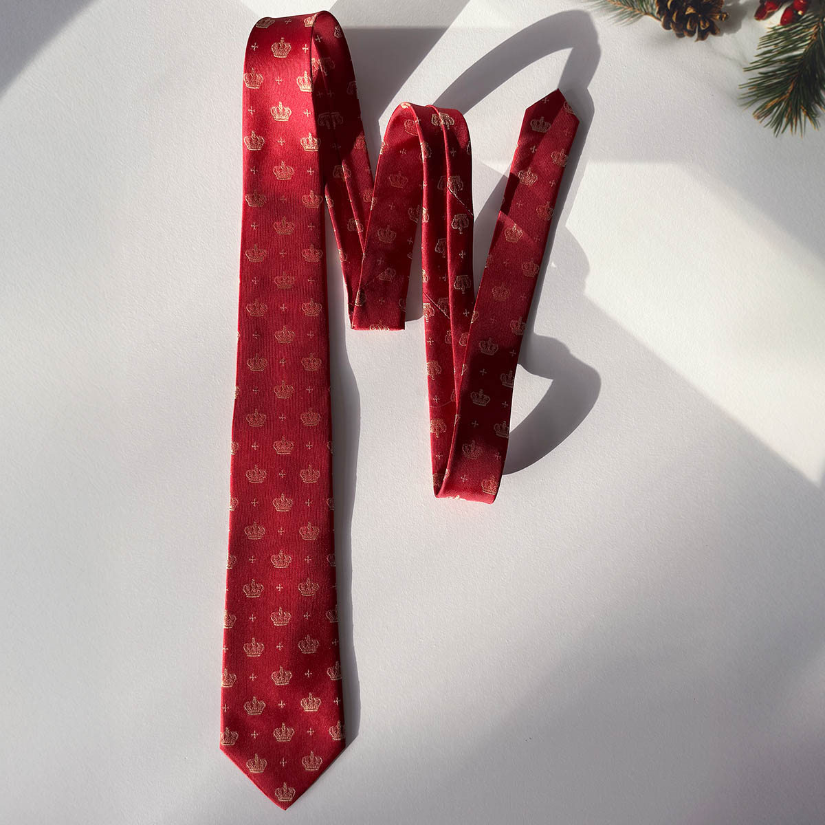 Crowns Red Silk Tie