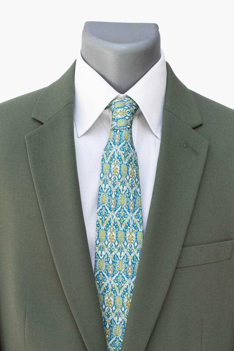 MORRIS BROCHE BLUE SILK TIE