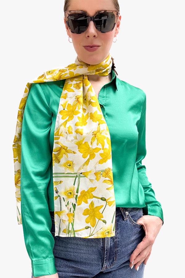 DAFFODILS HABOTAI SILK SCARF