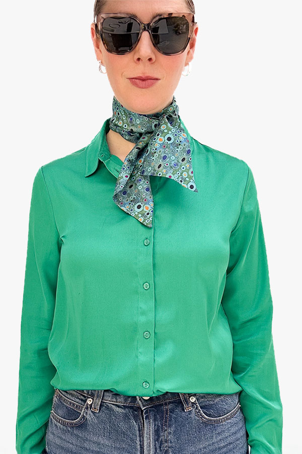 KLIMT TURQUOISE SKINNY SILK SCARF