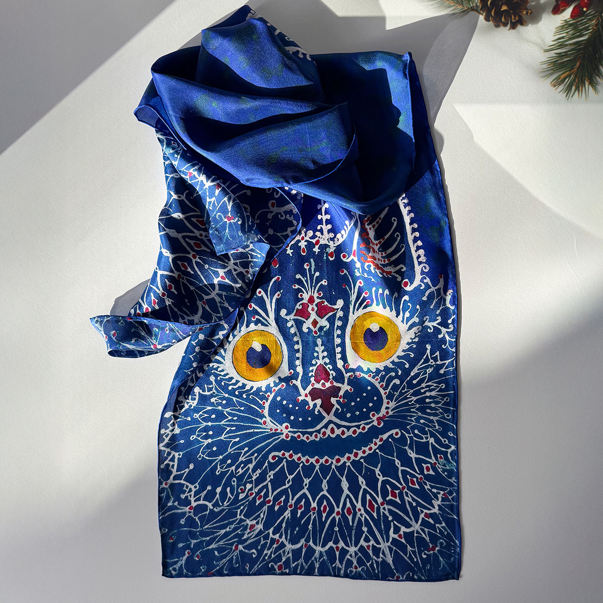 Louis Wain Cat habotai silk scarf