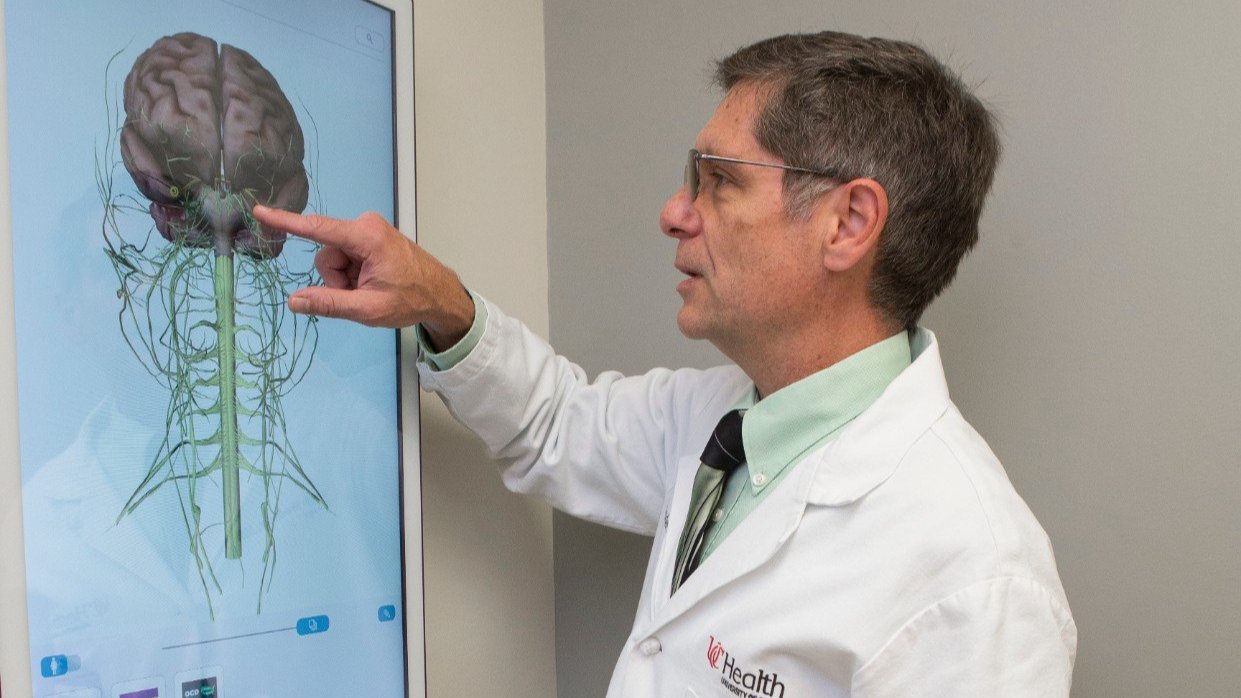 Dr. Joseph Broderick shown here looking at Brain Scans at MAB