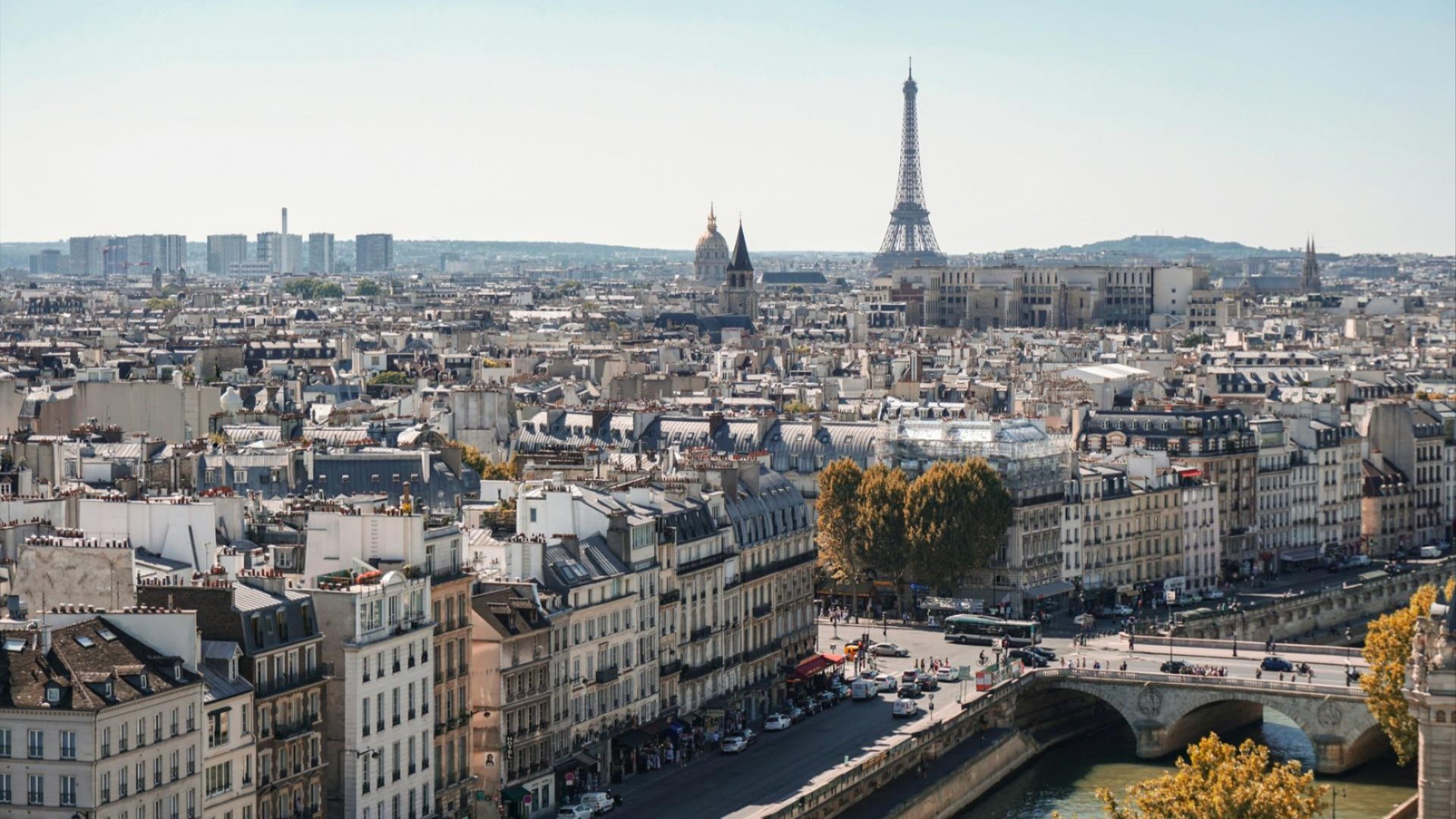 aerial view of Paris