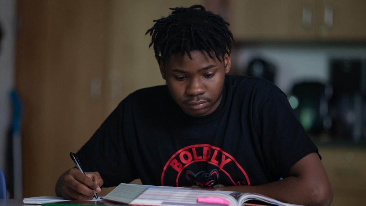 Student studying at a desk
