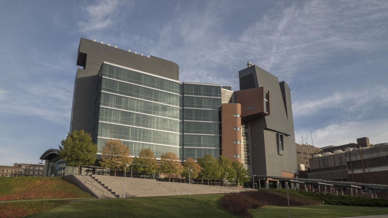 Exterior of CARE/Crawley building on UC's medical campus