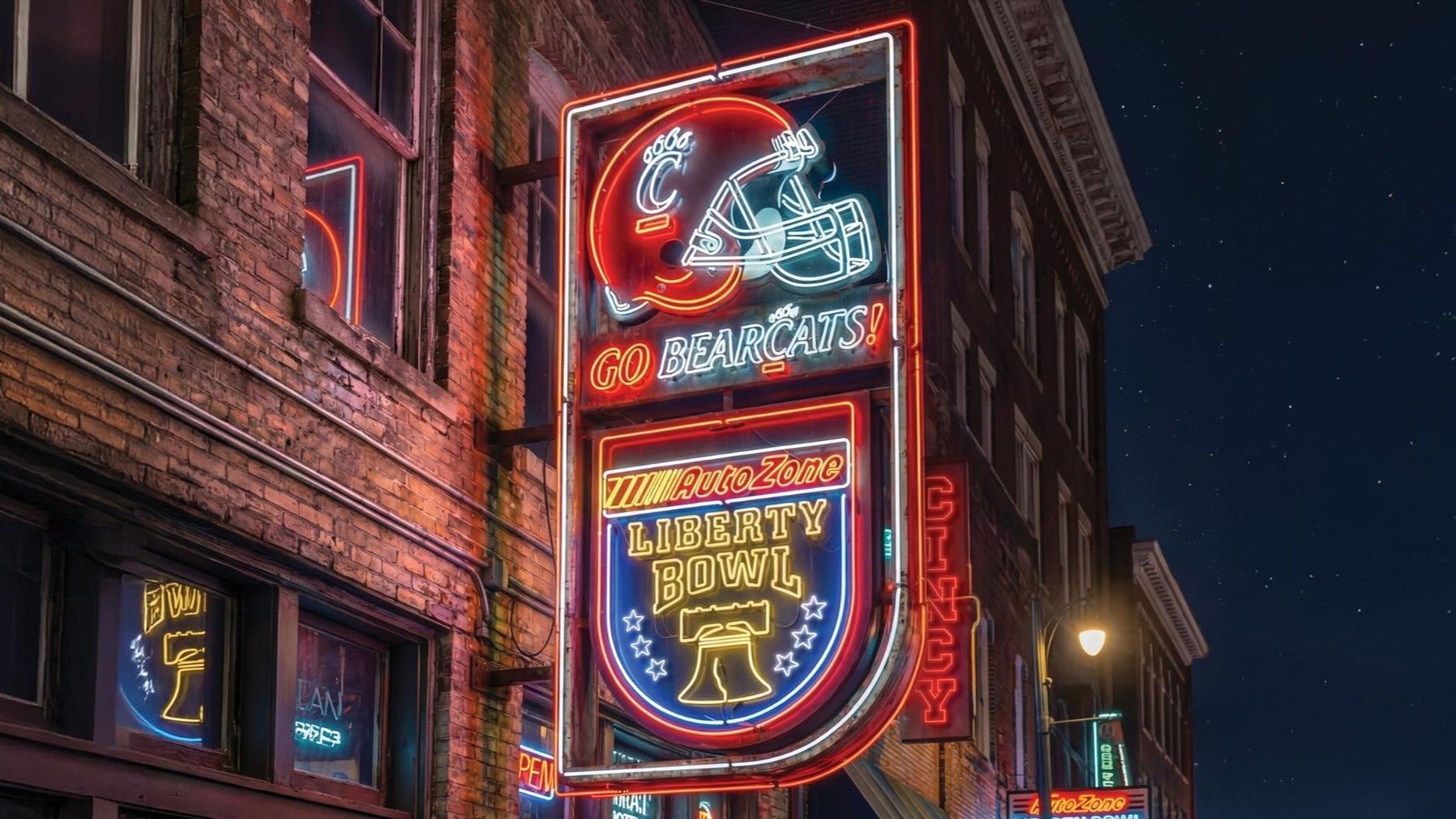 Go Bearcats AutoZone Liberty Bowl neon sign