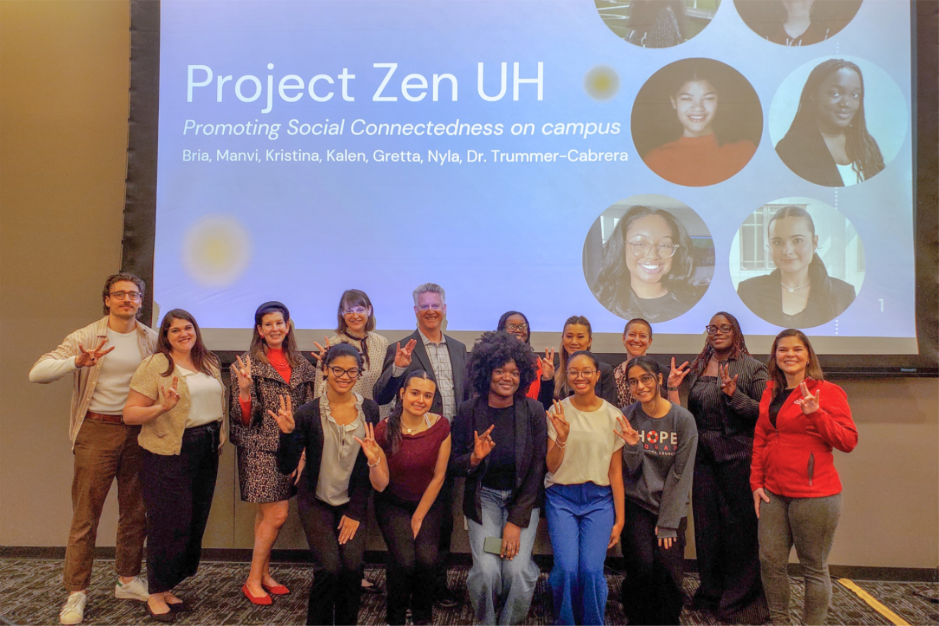 Group photo of Project Zen UH group and campus leaders. 