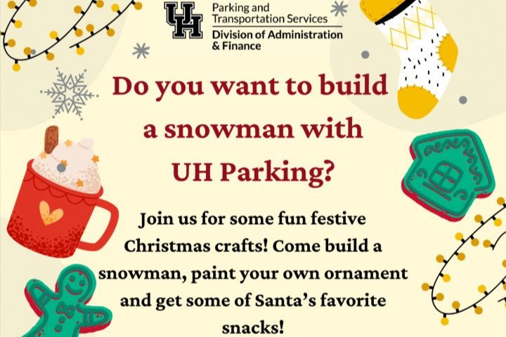 Image of flyer with Christmas images like stockings, mugs and lights