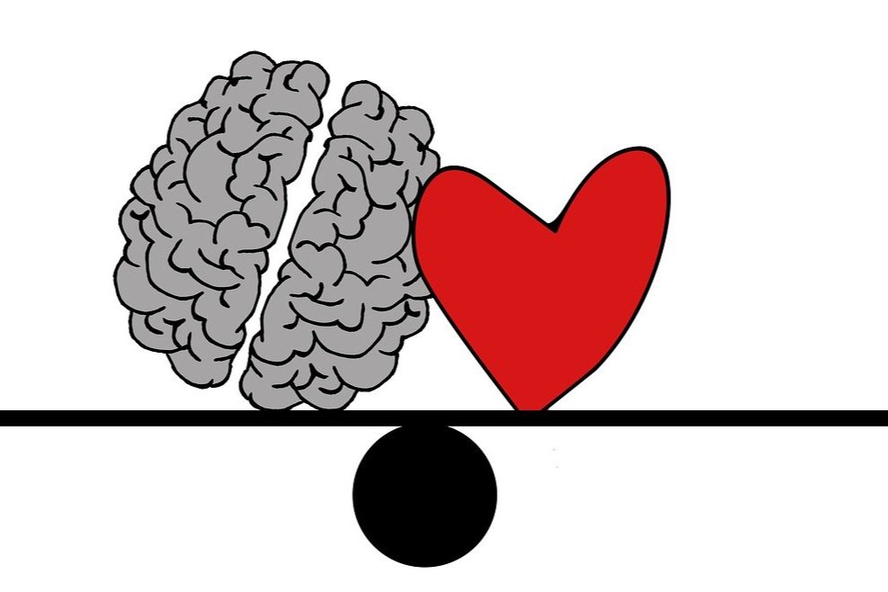 Graphic of a brain and heart in balance