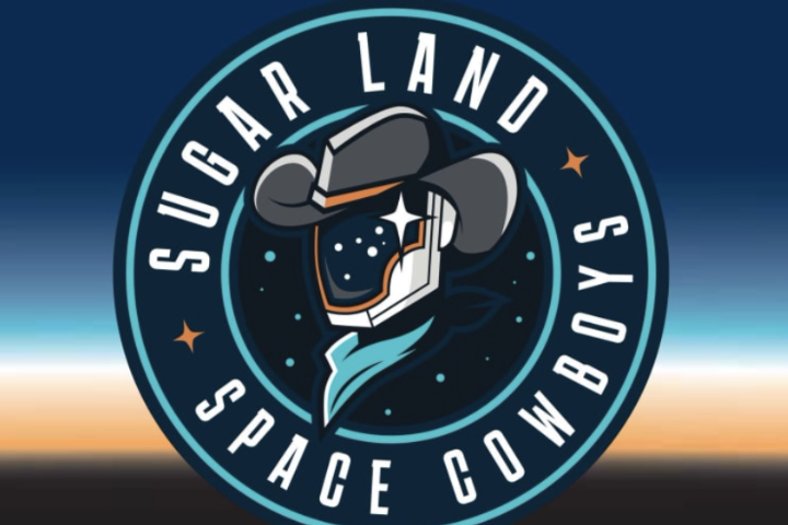 A logo of the Sugar Land Space Cowboys baseball team. It shows a cowboy hat and helmet.