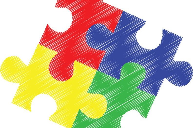 a puzzle piece with different colors