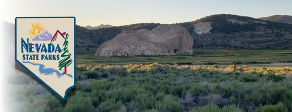 Nevada State Parks landscape with cliff rocks in the background