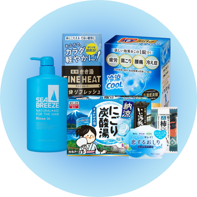 bath products, cooling shower gel and shampoo, cooling bath salt, persimmon soap