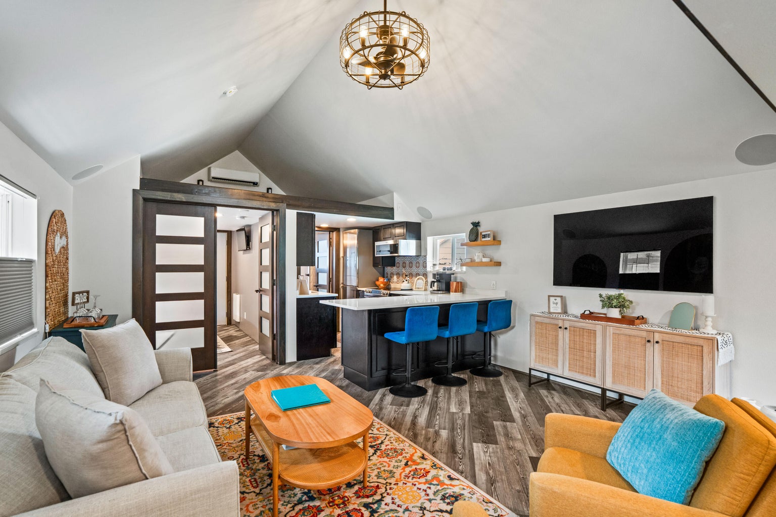 a room with a bed and a chair