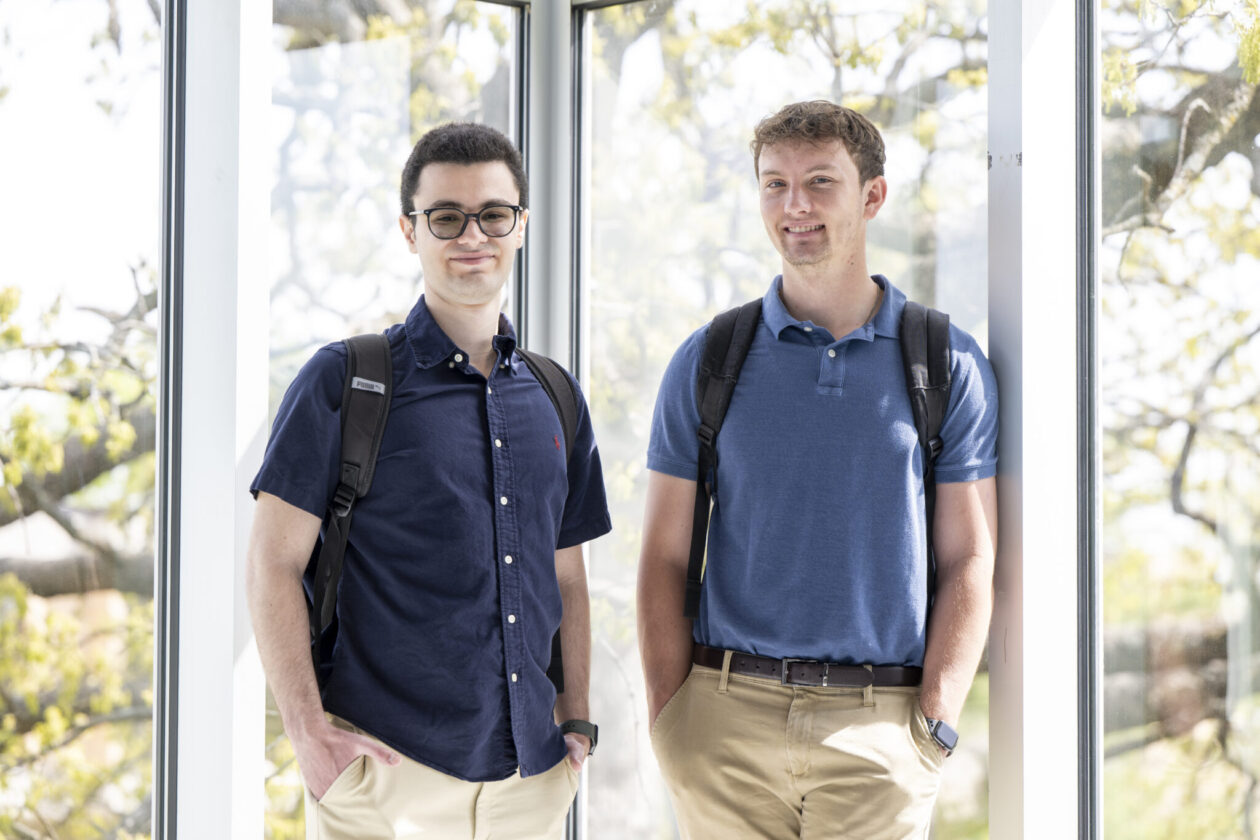 Parsa Hajiha, left, a computer science student; and Braxton Schmedeke, an engineering management student, are connecting local businesses with S&T students who hope to start their own business someday through a new campus organization called the Entrepreneurial Student Society. 