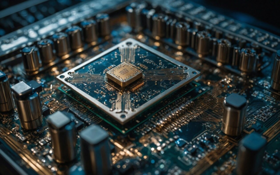 An integrated circuit, or computer chip, contains billions of tiny semiconductor devices that are used to perform calculations and other tasks. Photo by TheDigitalArtist.