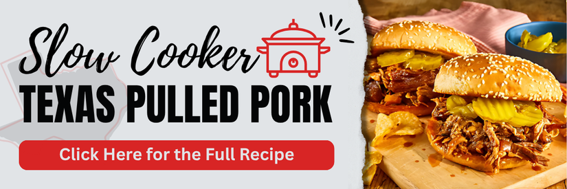 Slow Cooker Texas Pulled Pork Click Here for the Full Recipe