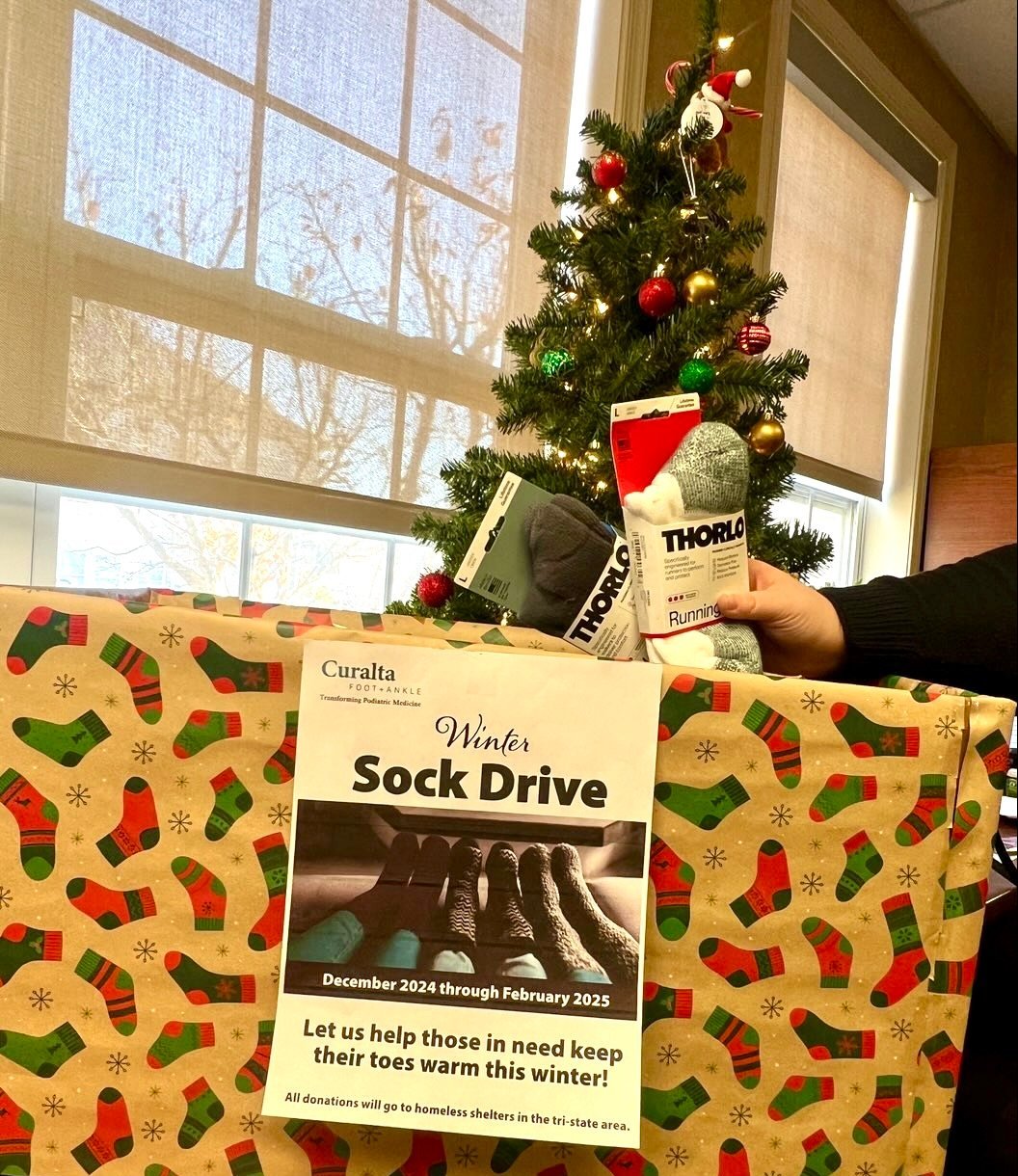 Curalta Foot + Ankle’s First Annual Winter Sock Drive Box