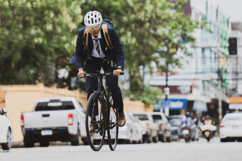a man riding a bicycle