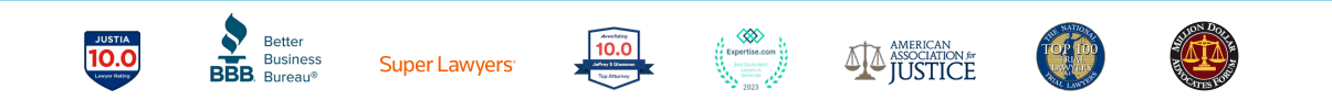 a logo with a blue and red text