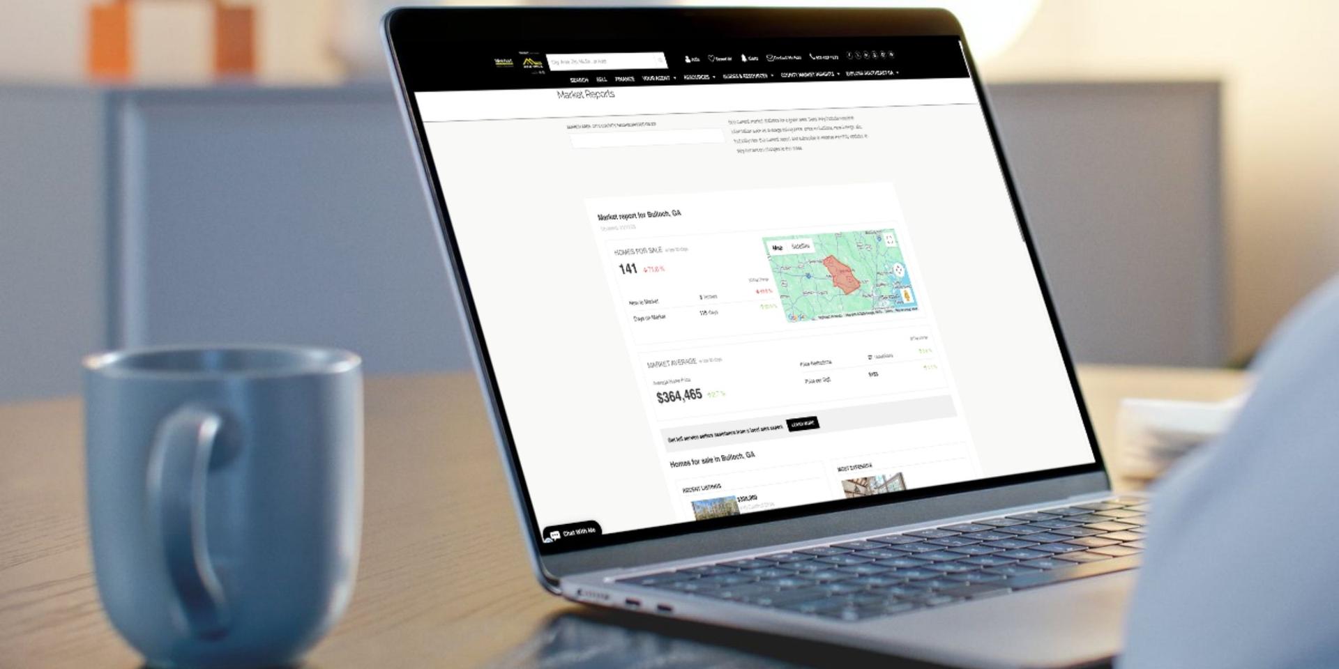 Laptop showing a market map