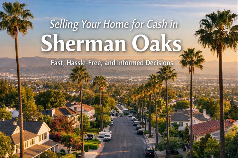 Fictional Sherman Oaks Street depicted with verbiage Selling your home for cash in Sherman Oaks Fictional Sherman Oaks Street depicted with verbiage Selling your home for cash in Sherman Oaks