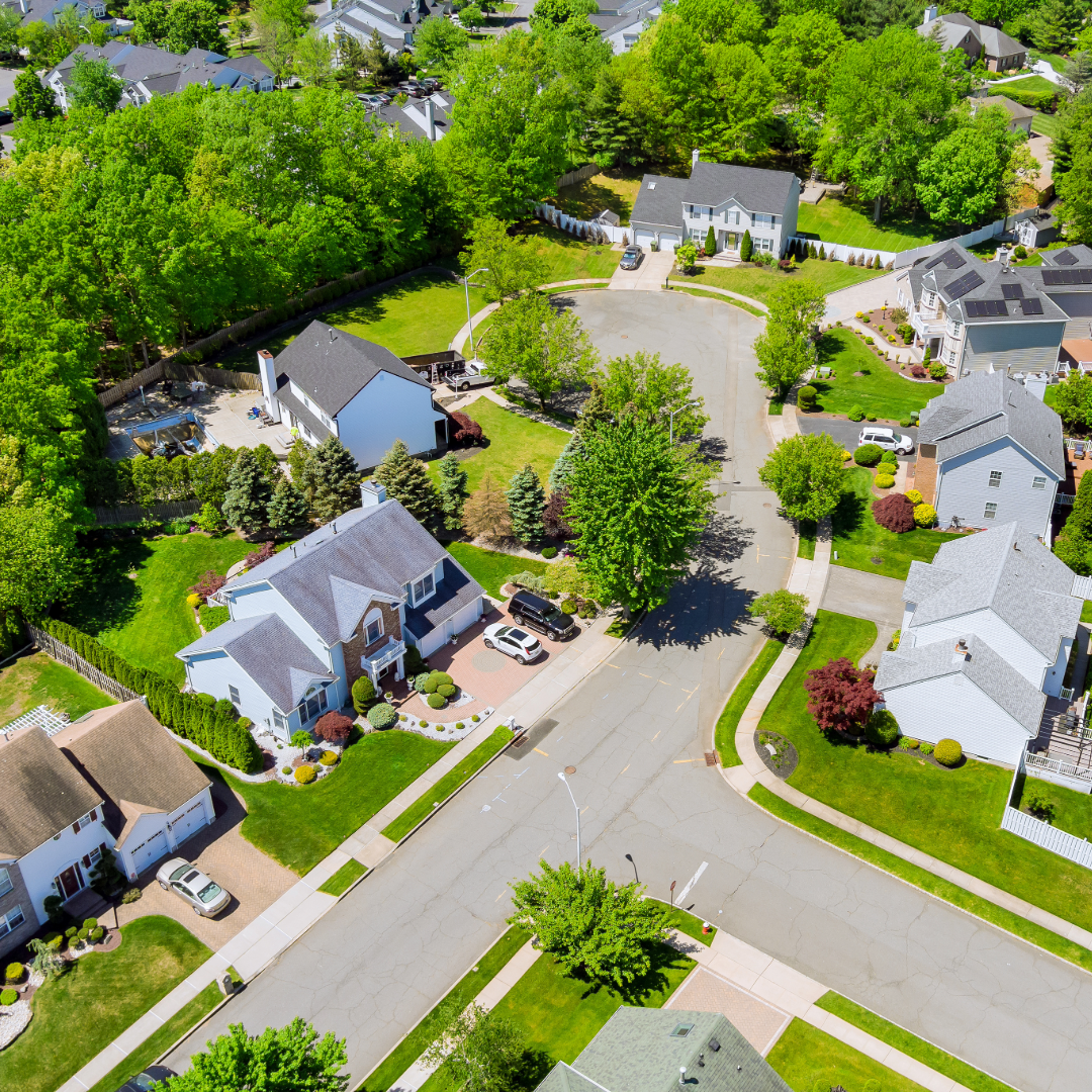 Aerial view of a residential neighborhood with homes in McDonough Georgia Aerial view of a residential neighborhood with homes in McDonough Georgia