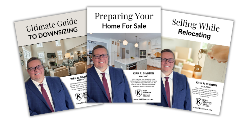 Free seller guide covers for downsizing, prepping, and relocating your home, available from Kirk Simmon RE/MAX Professional Realty Free seller guide covers for downsizing, prepping, and relocating your home, available from Kirk Simmon RE/MAX Professional Realty