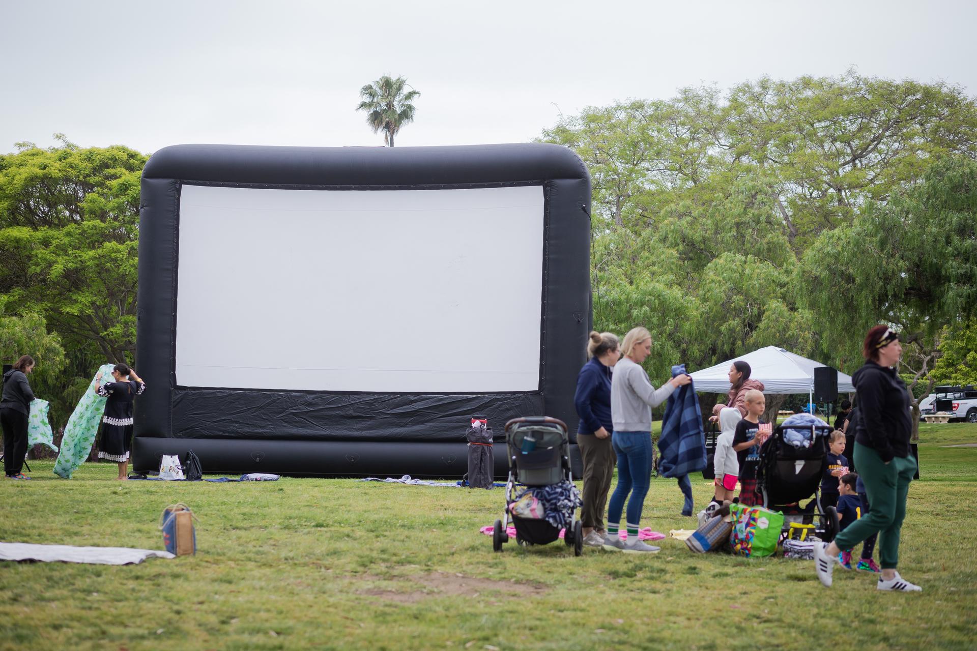 Movie screen in the park