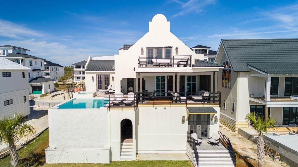 mexico beach home with a pool in the back surrounded by other mexico beach homes mexico beach home with a pool in the back surrounded by other mexico beach homes