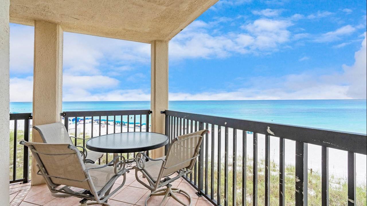 view of the gulf from the balcony of a pinnacle port condo