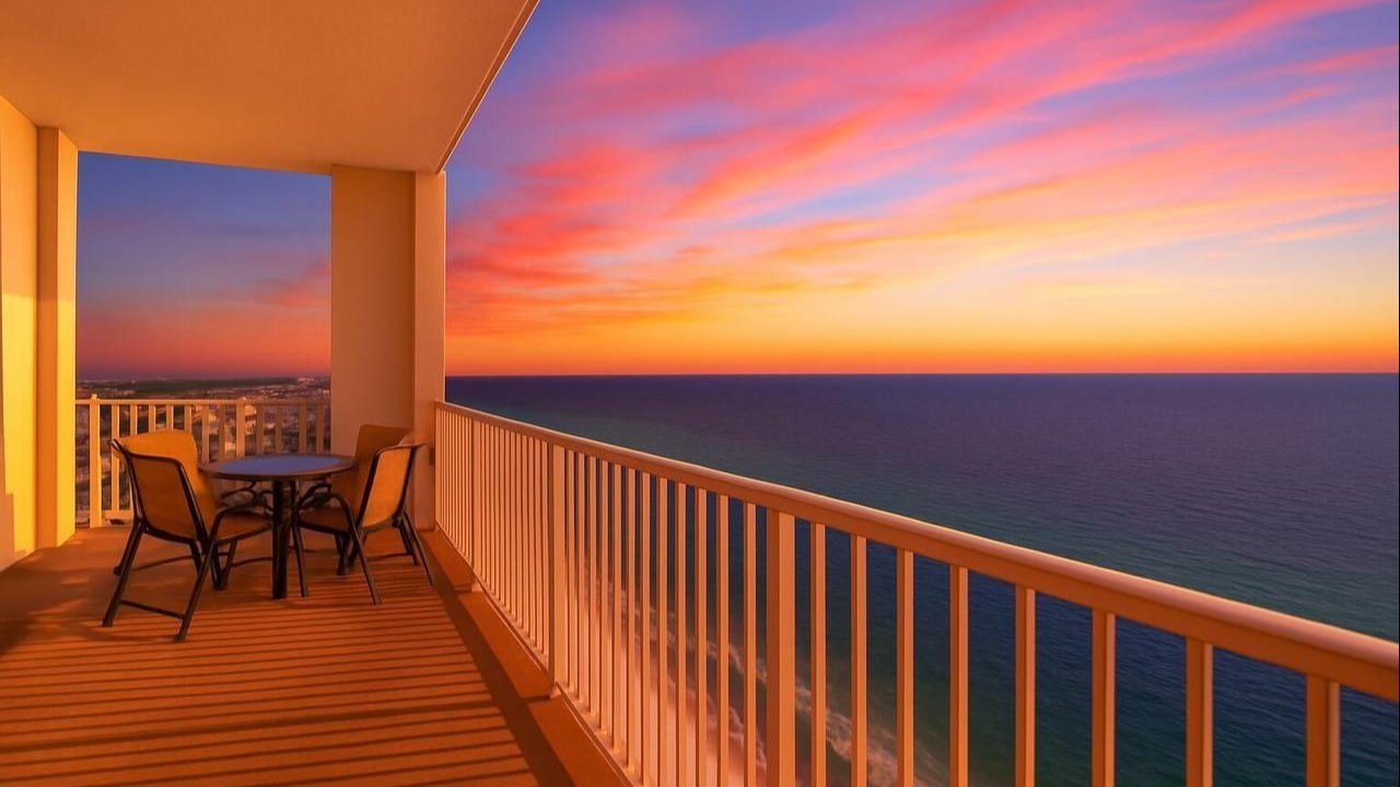 stunning and bewildering sunset image taken on the balcony of an ocean reef condo