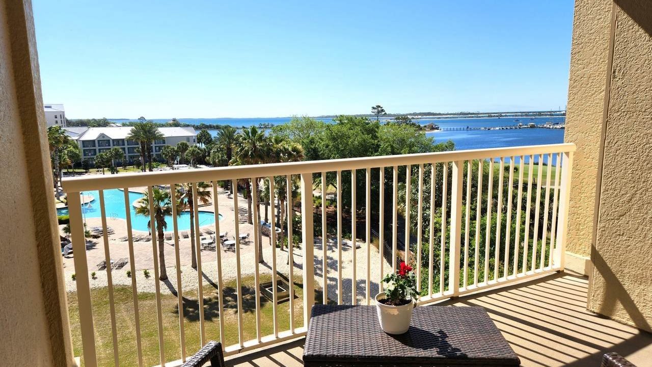 view of the bay and pool from a bay point grand residences condo
