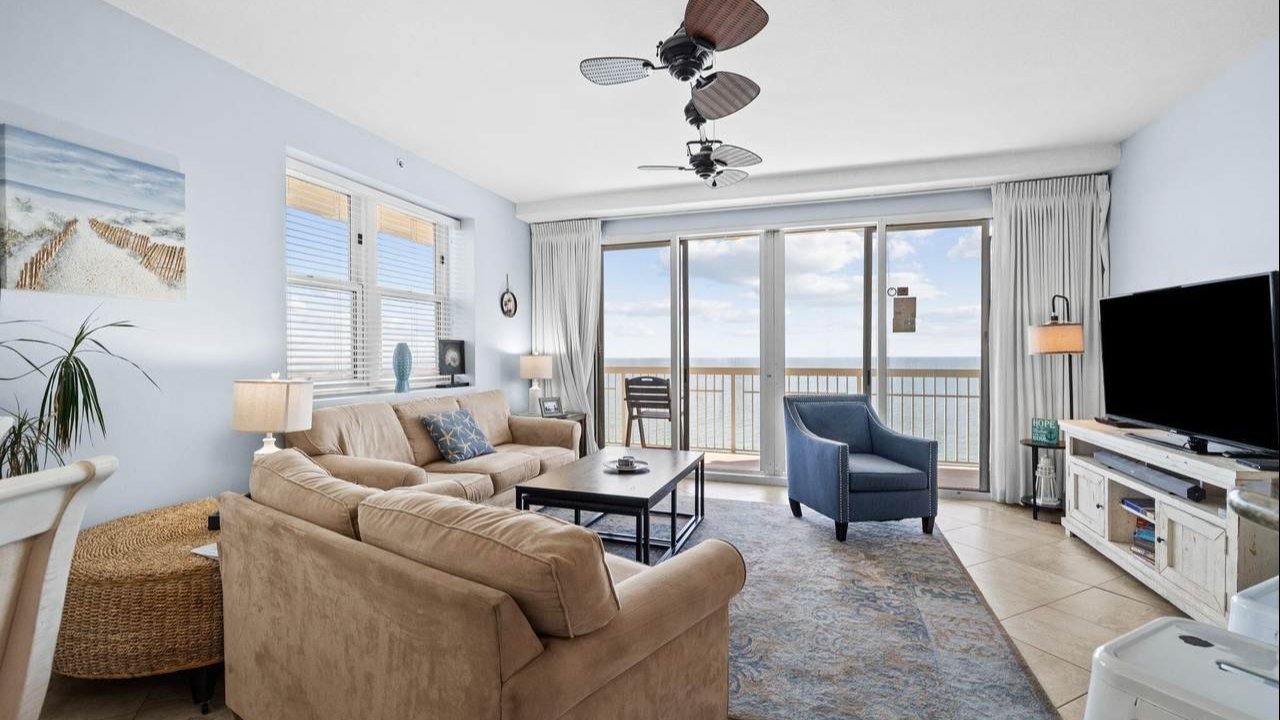 luxurious living room in one of the celadon beach resort condos