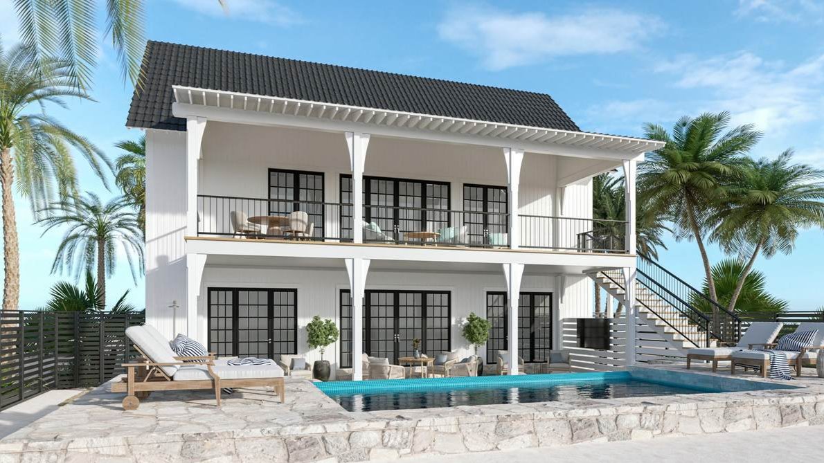 double story mexico beach home with pool in the backyard