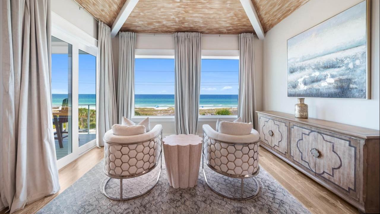 small panama city beach home room with a view of the beach form the window