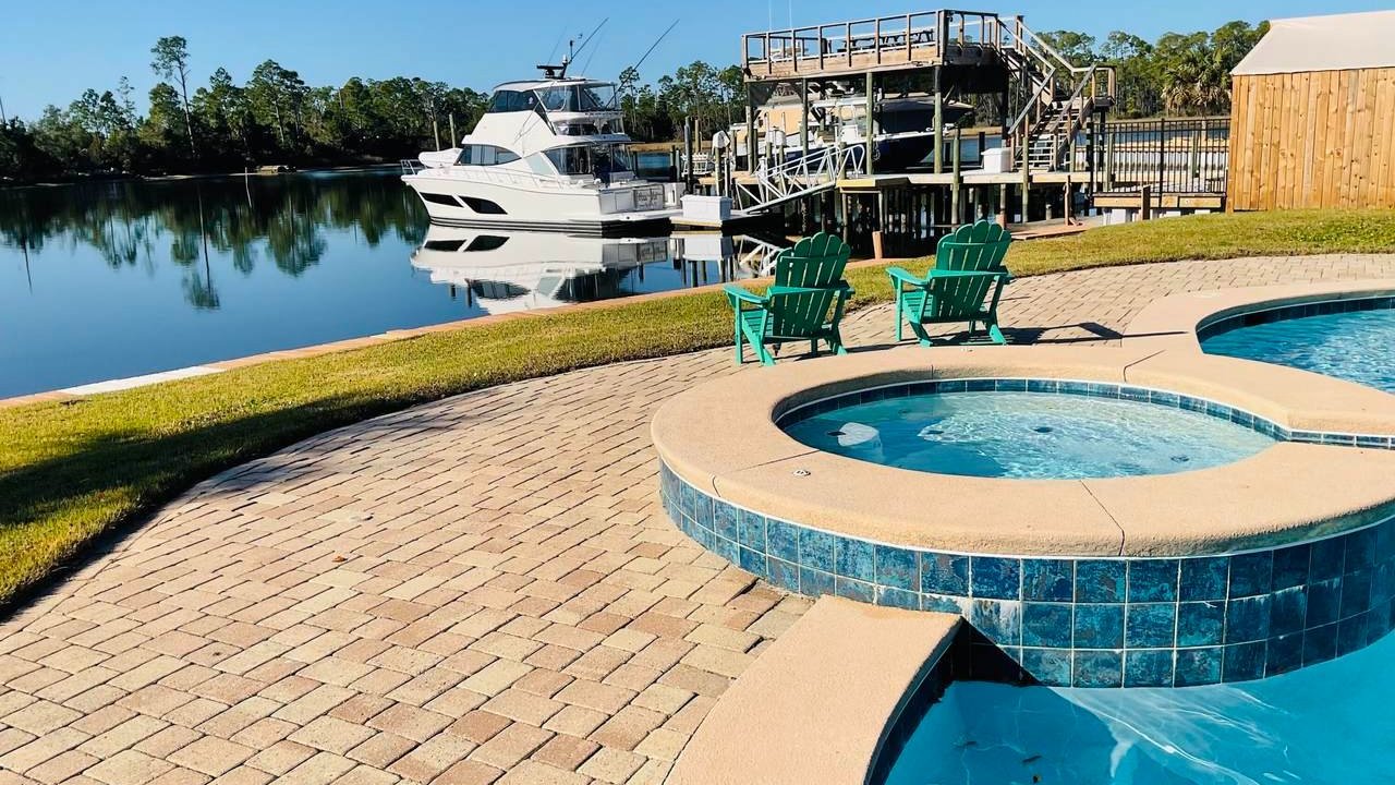 Lynn Haven home with hot tub view of waterfront boat dock