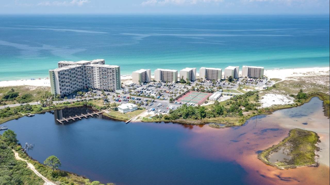 aerial view of the pinnacle port condos