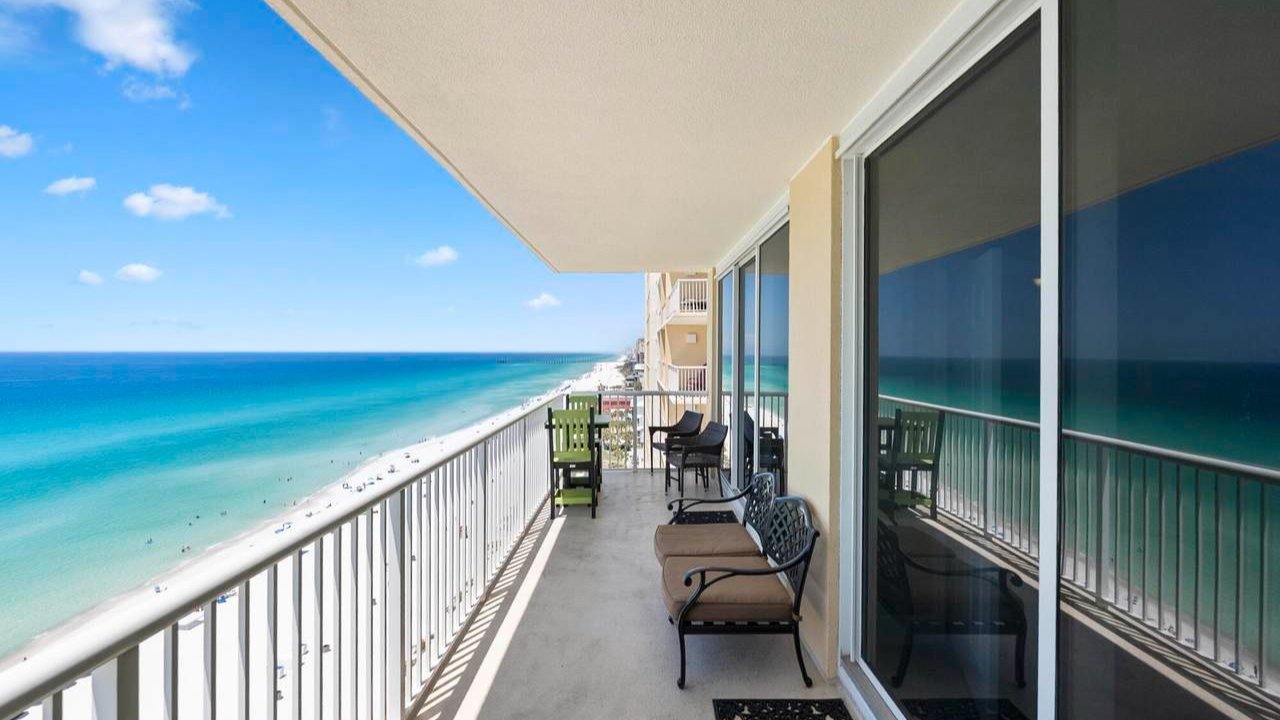 view of the gulf from a balcony of the majestic condos
