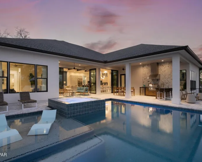 luxury emerald coast home with pool and spa like feel