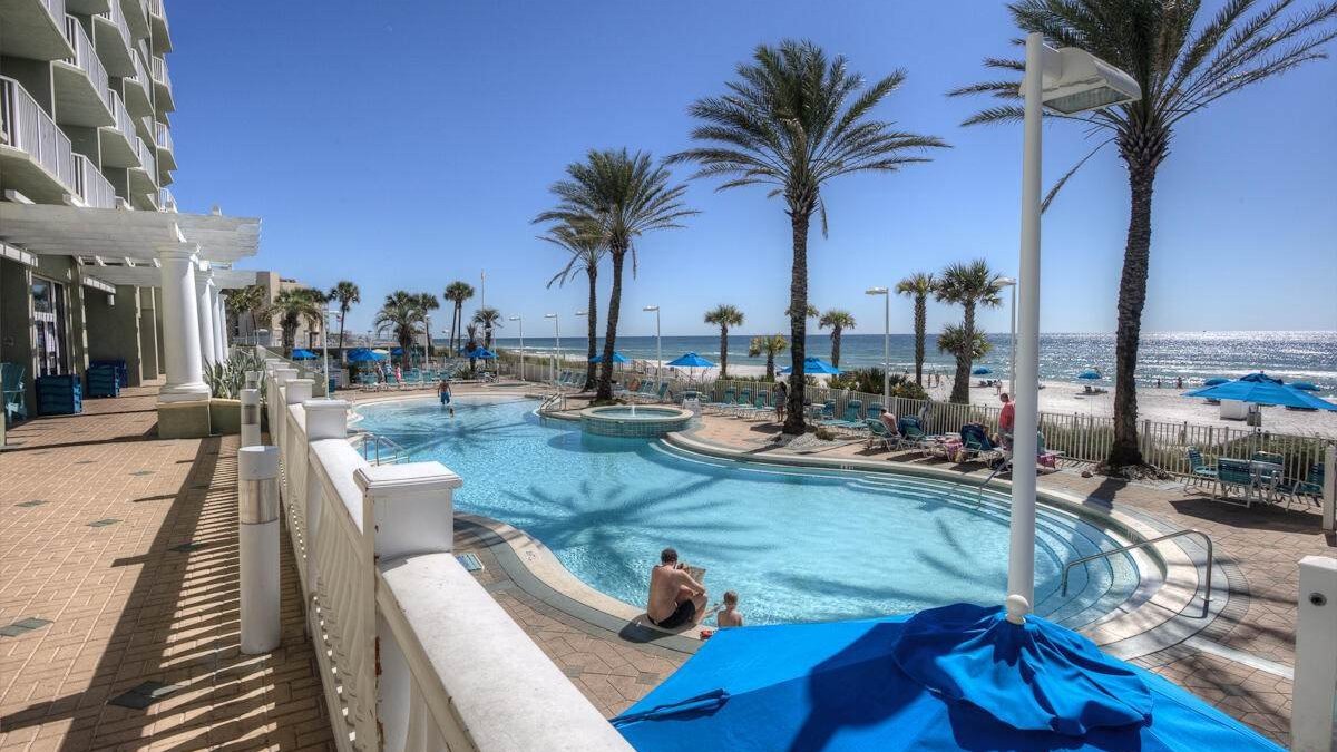 view of the pool that occupies the boardwalk beach resort condos