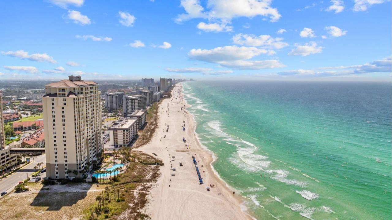 aerial view of the beach near the grand panama beach resort condos aerial view of the beach near the grand panama beach resort condos