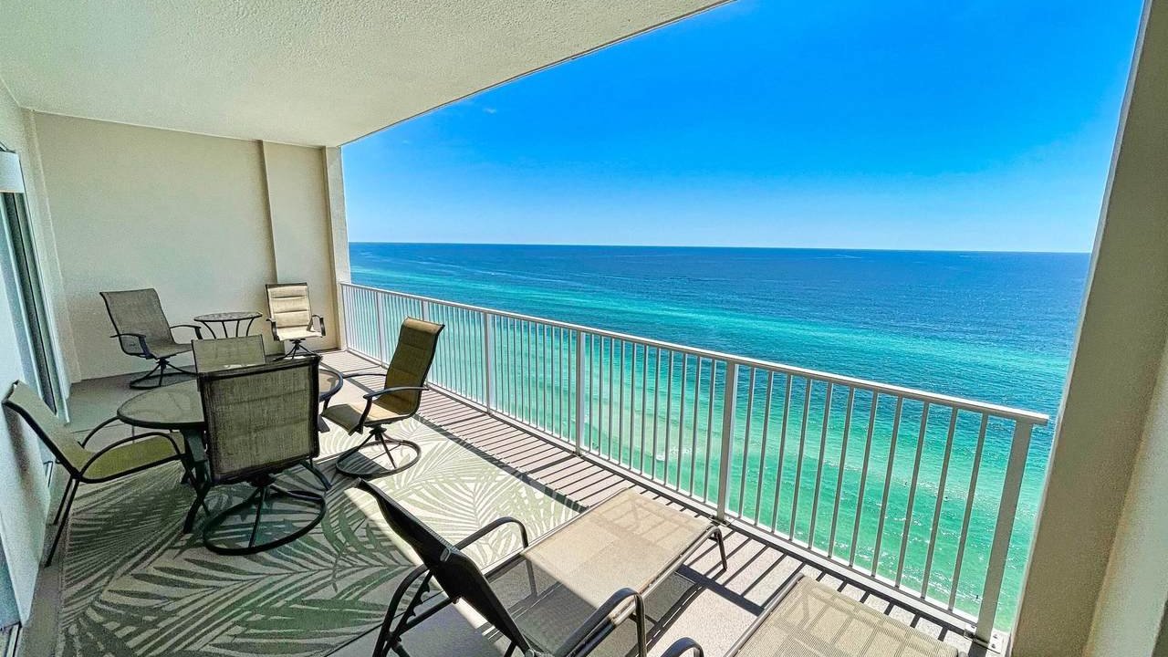 view of the gulf from the balcony of an ocean reef condo